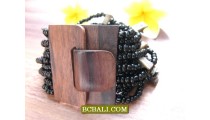 Natural Wooden Buckle Bracelets Beads Shells